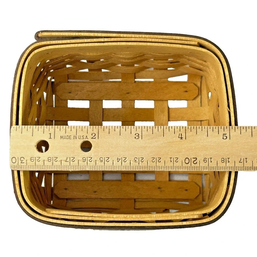 Longaberger Father's Day POCKET CHANGE Basket w/Lid‎ Protector Leather Trim 2003